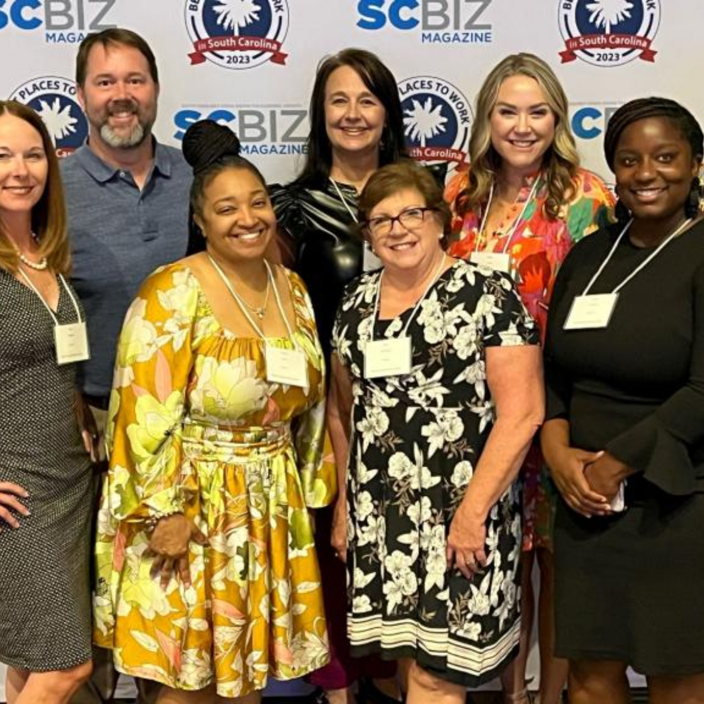 Group shot of SC Education Lottery staff members at 2023 SC Best Places to Work ceremony