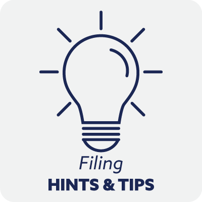 Filing Hints and Tips