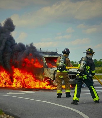 firemen putting out a fire